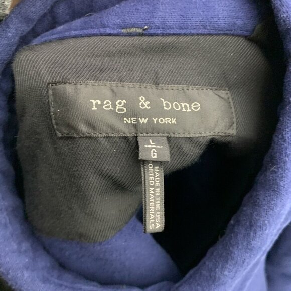 Rag & Bone Shirt Jacket Size Large Blue Snap Button Up Pockets Long Sleeve Mens - Picture 3 of 4